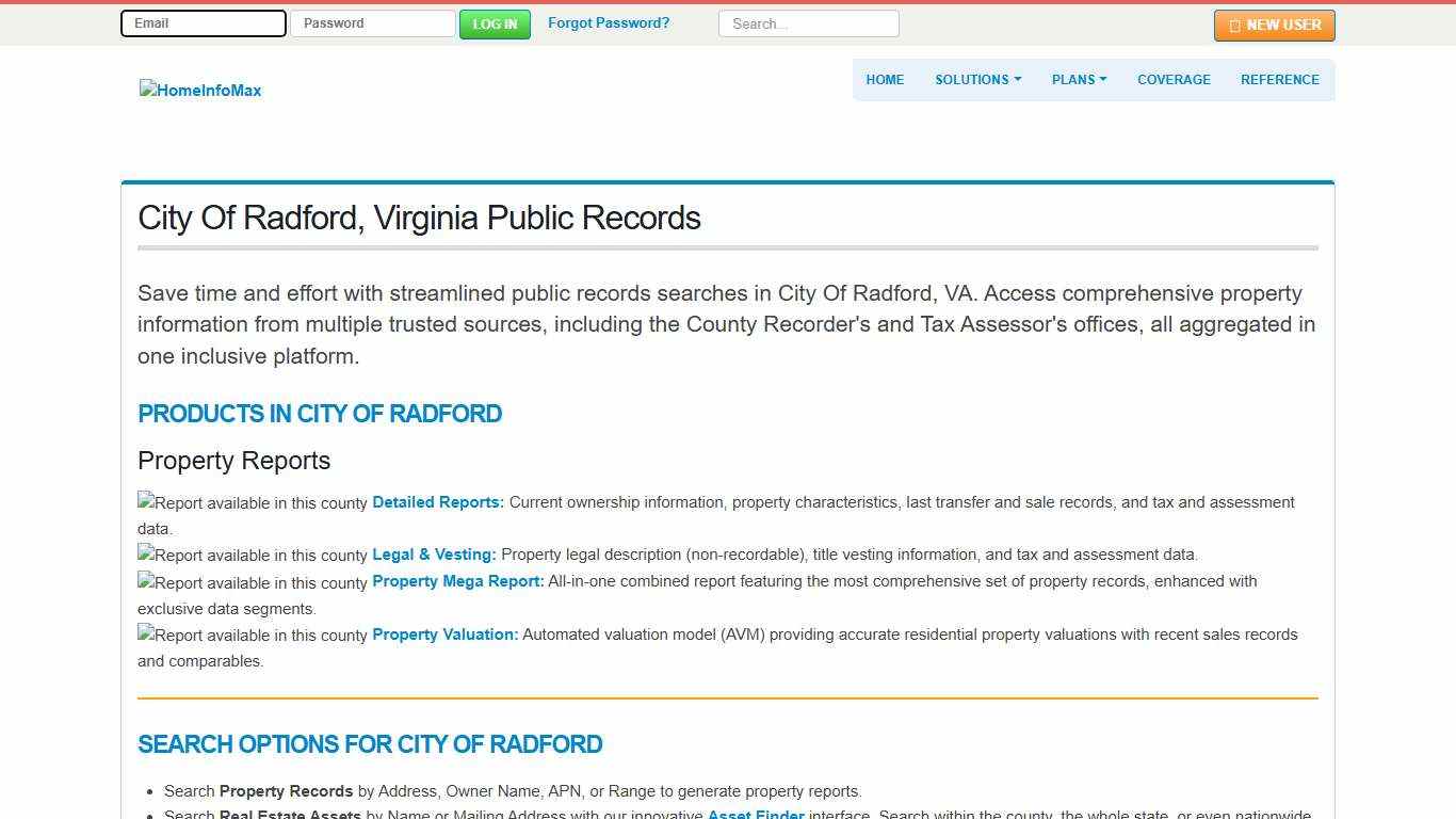 City Of Radford Property Records Virginia Public Records Search HomeInfoMax